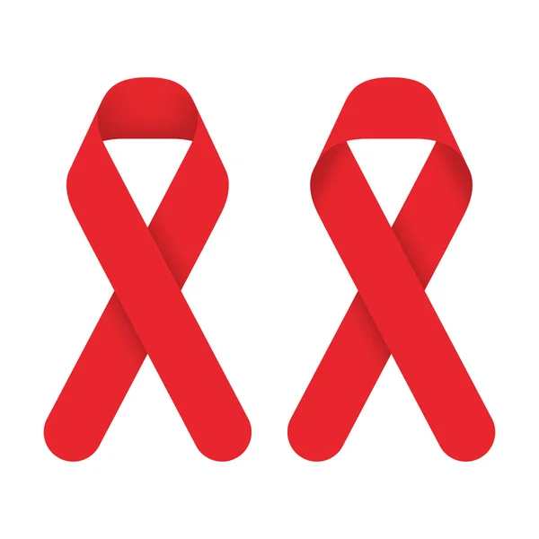 Red ribbon AIDS, HIV icon illustration, front and back side — Stock Vector