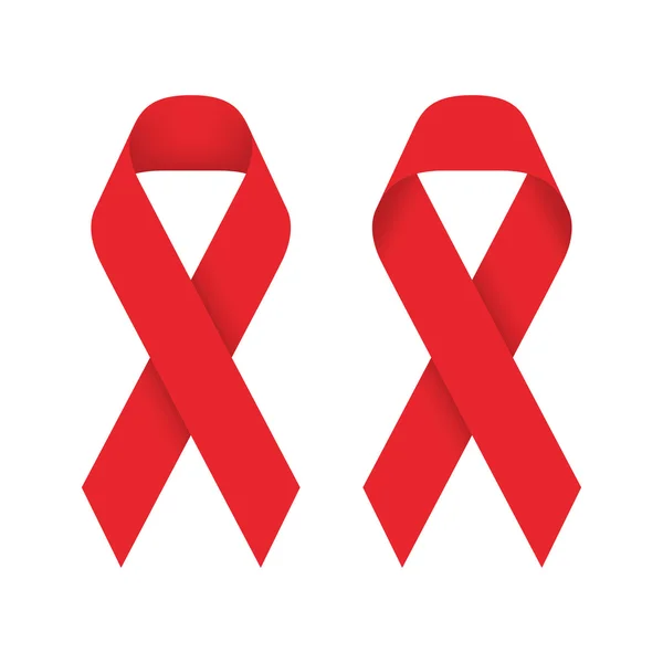 Red ribbon AIDS, HIV icon illustration, front and back side — Stock Vector