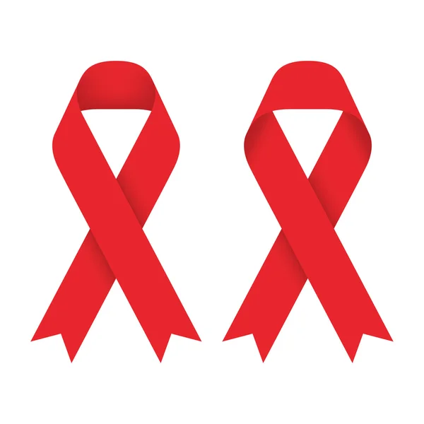 Red ribbon AIDS, HIV icon illustration, front and back side — Stock Vector