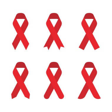 Kırmızı kurdele AIDS, HIV simge tasarlamak, düz renk tasarımı