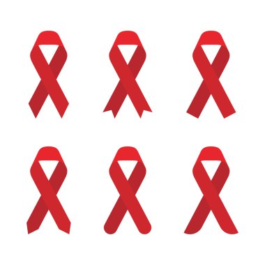 Kırmızı kurdele AIDS, HIV simge tasarlamak, düz renk tasarımı