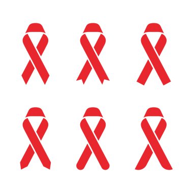Kırmızı kurdele AIDS, HIV simge tasarlamak, düz renk tasarımı
