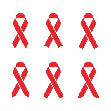Kırmızı kurdele AIDS, HIV simge tasarlamak, düz renk tasarımı