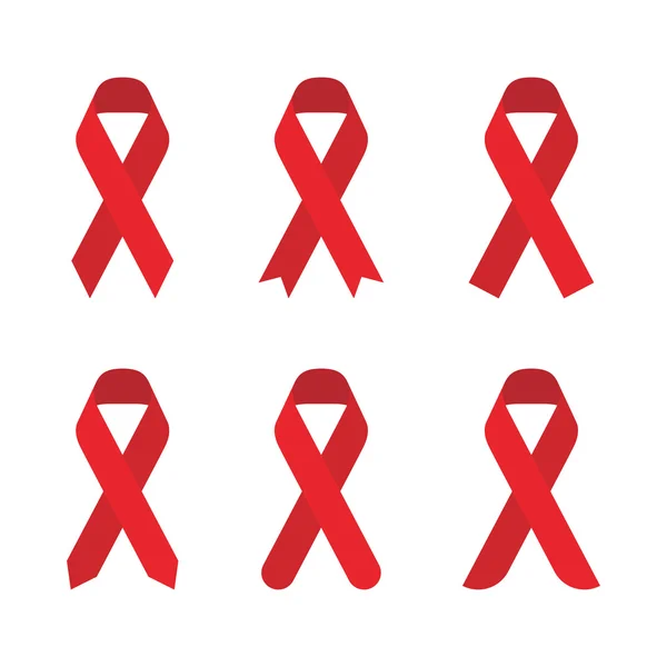 Red ribbon AIDS, HIV icon illustration, flat color design — Stock Vector