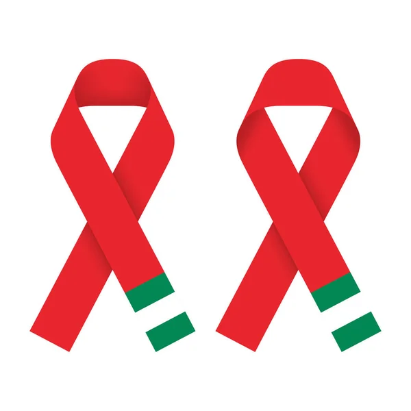 Red ribbon AIDS, HIV icon with Nigeria flag concept illustration — Stock Vector