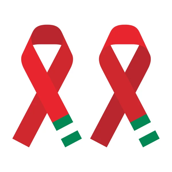 Red ribbon AIDS, HIV icon with Nigeria flag concept flat color illustration — Stock Vector