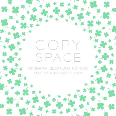 Dört yapraklı yonca şanslı işareti simgesi daire şekli yeşil renk desen