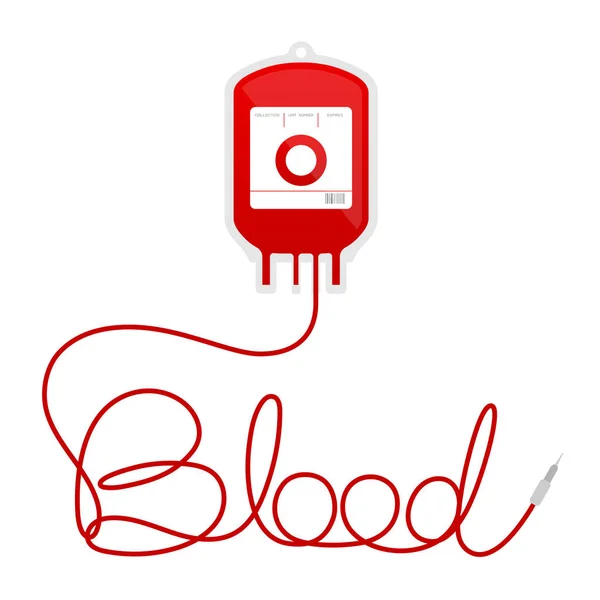 A vércsoport O vörös szín és a vér text készült kábel táska — Stock Vector
