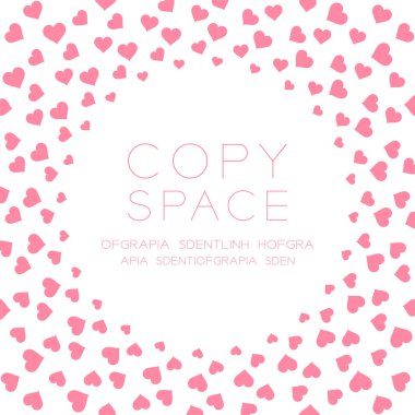 Beyaz renk arka plan üzerinde izole kalp simgesi düz renk tasarımı desen daire şekli pembe renk