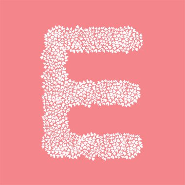 Harf E, alfabe kalp çiçek bush illüstrasyon ayarla