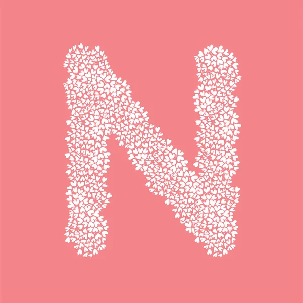 A letra N, no alfabeto Coração flor arbusto ilustração conjunto — Vetor de Stock