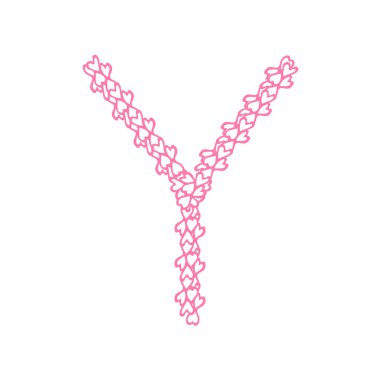 Harf Y, alfabe kalp çiçek yaprakları illüstrasyon ayarla