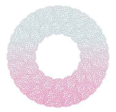 Kalp çiçek bush desen daire şekli tasarımı pembe mor degradelerin renk