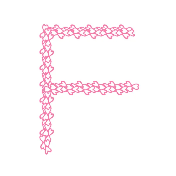 A letra F, no alfabeto Pétalas de flores do coração conjunto ilustração —  Vetores de Stock