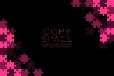 Parçalı bulmaca pembe renk illüstrasyon model siyah arka plan üzerine izole