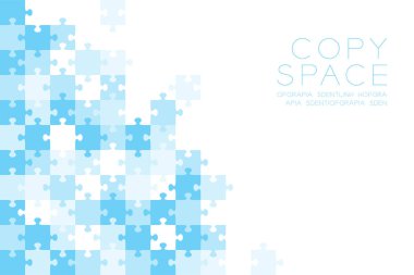 Parçalı bulmaca mavi renk illüstrasyon model beyaz arka plan üzerinde izole