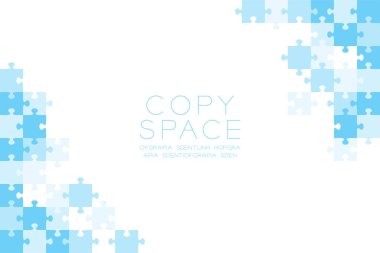 Parçalı bulmaca mavi renk illüstrasyon model beyaz arka plan üzerinde izole