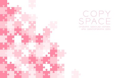 Parçalı bulmaca pembe renk illüstrasyon model beyaz arka plan üzerinde izole