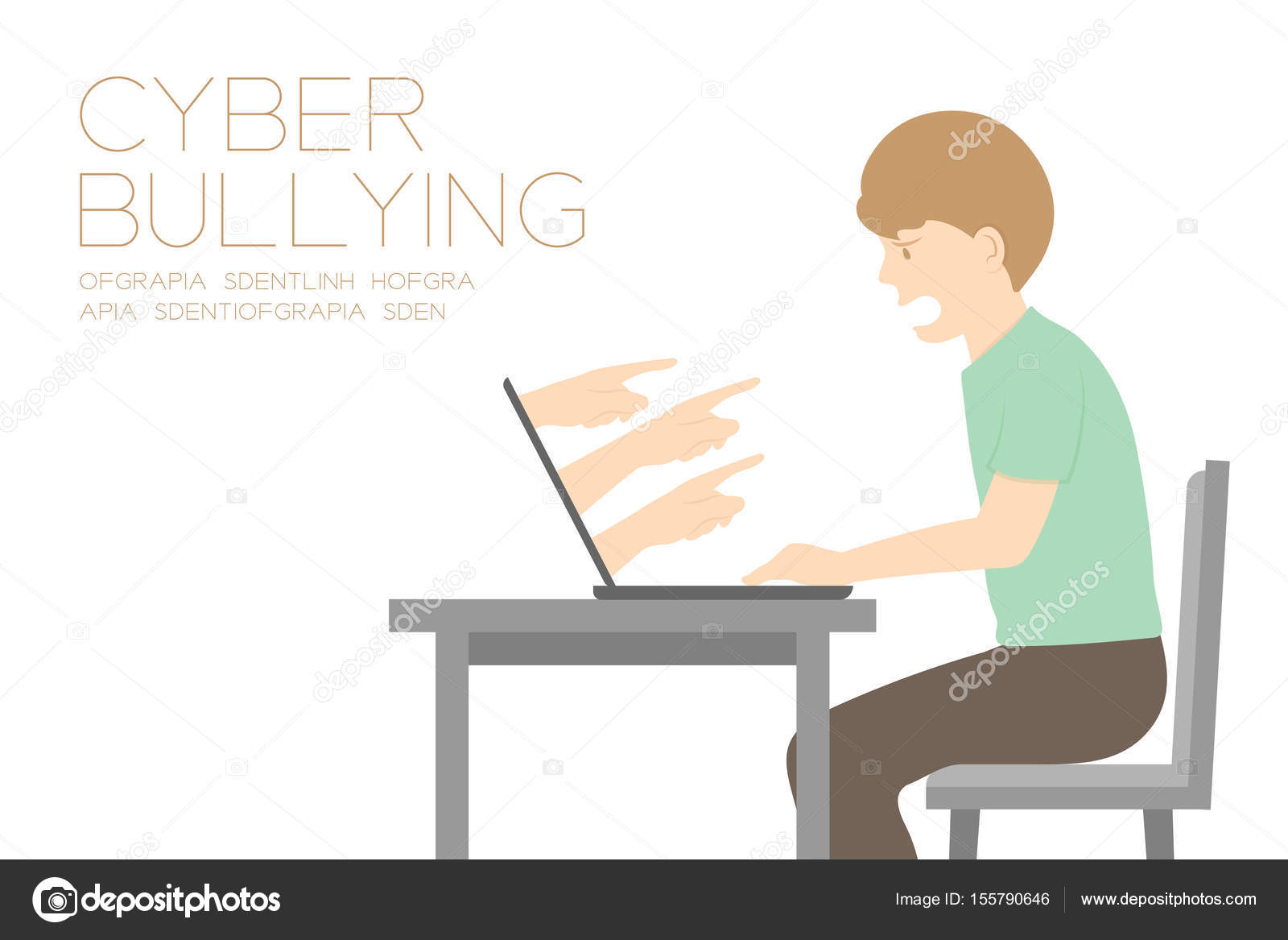 Cyber bullying and online crime concept Royalty Free Vector