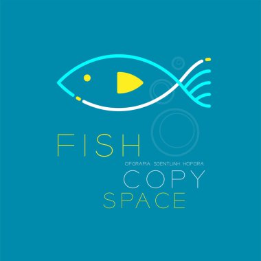 Balık ve hava kabarcık logo simge anahattı kontur çizgi çizgi tasarlamak ayarla