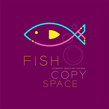 Balık ve hava kabarcık logo simge anahattı kontur çizgi çizgi tasarlamak ayarla