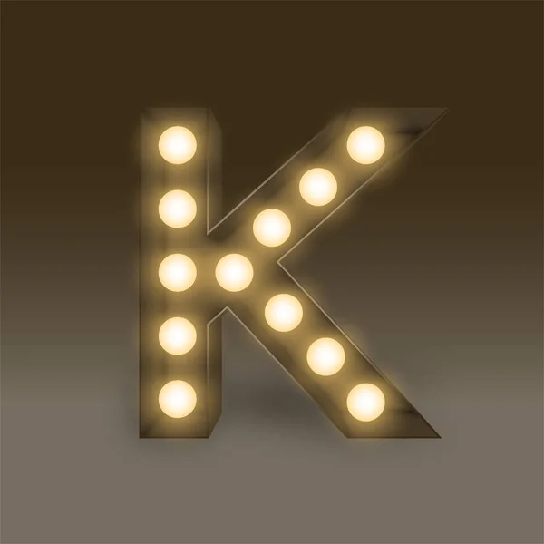 Abeceda žárovky box setu písmeno K, ilustrace — Stockový vektor