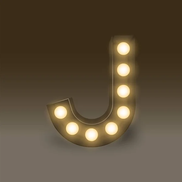 Alfabeto Lâmpada incandescente caixa set letra J, ilustração —  Vetores de Stock