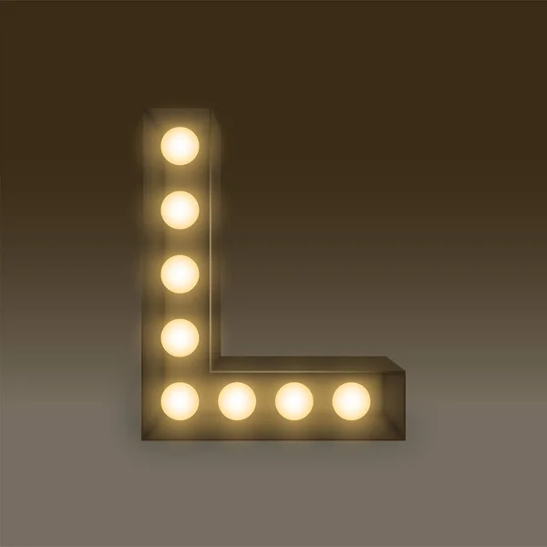 Αλφάβητο Πυρακτωμένος ελαφρύς βολβός box-set γράμμα L, εικονογράφηση — Διανυσματικό Αρχείο