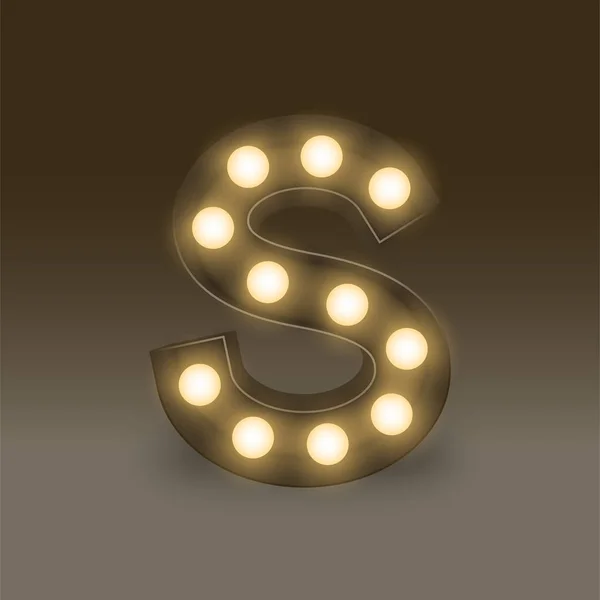 Alphabet Boîte à lumière incandescente lettre S, illustration — Image vectorielle