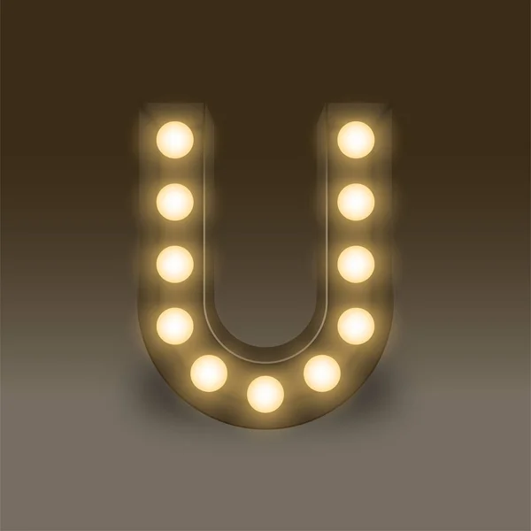 Alfabeto Lâmpada incandescente caixa set letra U, ilustração — Vetor de Stock