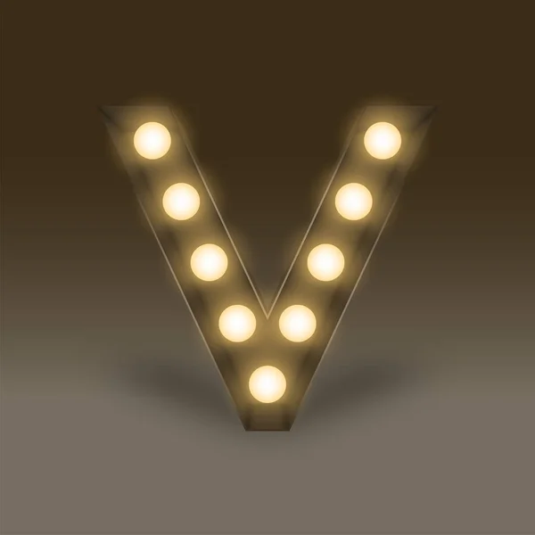 Alphabet glödlampa samlingsbox bokstaven V, illustration — Stock vektor