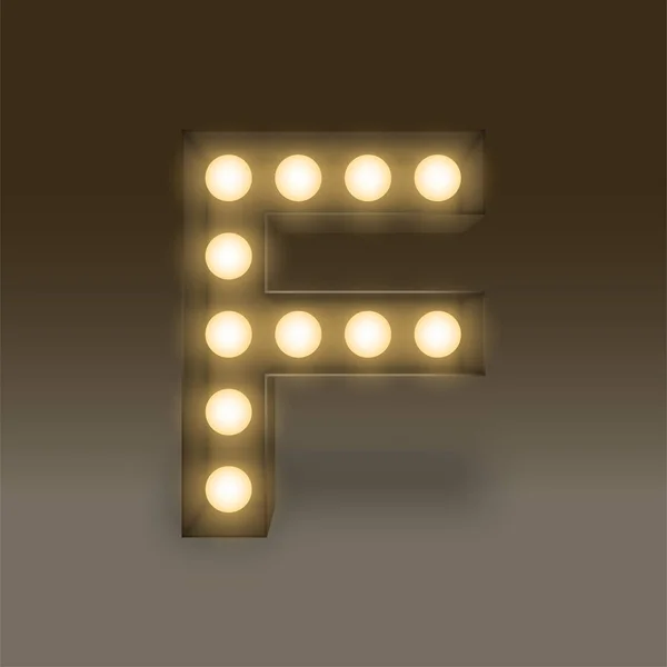 Alfabeto Lâmpada incandescente caixa set letra F, ilustração —  Vetores de Stock