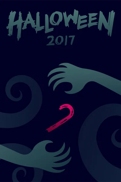 ハロウィーン 2017 背景テンプレート設定、悪魔モンスターの手 — ストックベクタ