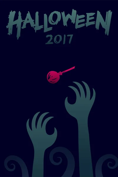 Halloween 2017 conjunto de plantillas de fondo, mano monstruo diablo — Vector de stock