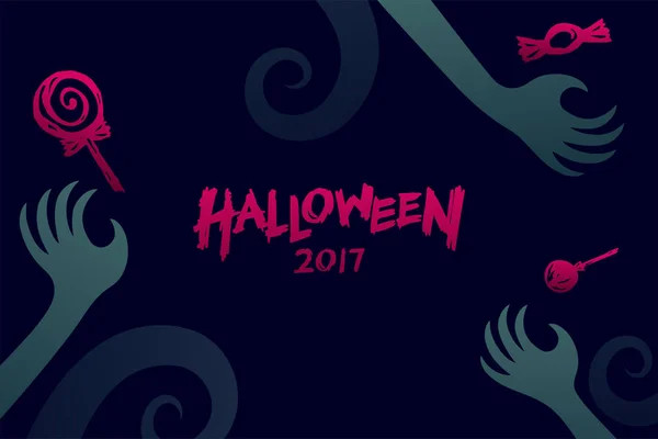 Ensemble de gabarit de fond Halloween 2017, main monstre diable — Image vectorielle