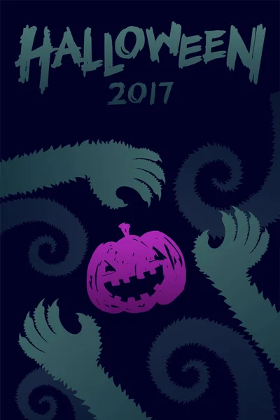 Halloween 2017 háttér sablon készlet, vérfarkasok szörny kéz — Stock Vector