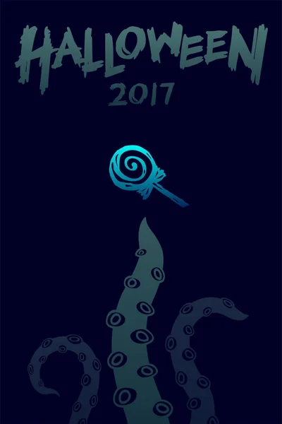 Halloween 2017 conjunto de plantillas de fondo, tentáculos monstruo kraken — Vector de stock