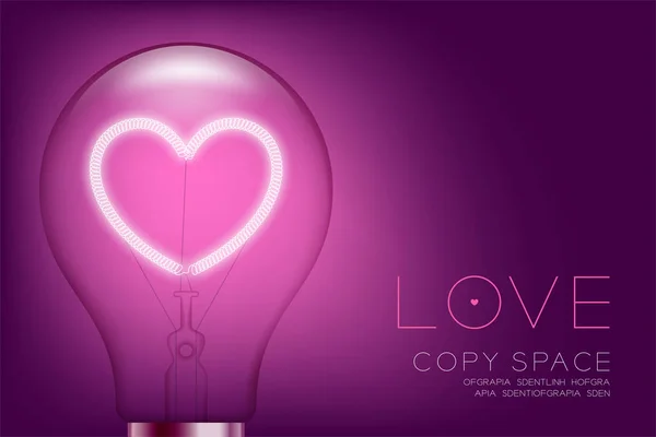 Alfabeto Interruptor de bombilla incandescente en set Love heart valentine concept — Archivo Imágenes Vectoriales