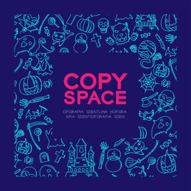 Cadılar Bayramı çocuklar çizim set desen arka plan el