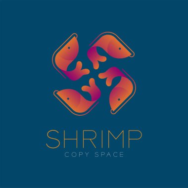 Dört karides sembol simge seti