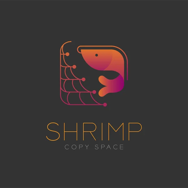 Shrimp-Symbol und Fischernetz Set — Stockvektor