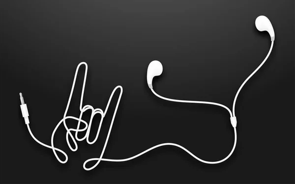 Écouteurs Couleur Blanche Type Earbud Langage Gestuel Rock Fabriqués Partir — Image vectorielle