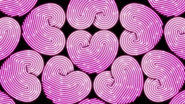 Herz Neon Line Beleuchtung Bewegtes Muster Rosa Farbe Technologie Netzwerk — Stockvideo