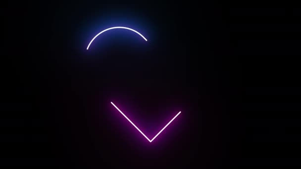 Srdce Neon Line Osvětlení Pohybující Vzor Barevné Technologie Sítě Digitální — Stock video