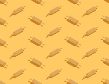 Rolling Pin 3d izometrik desen, Pastane aracı kavramı posteri ve sosyal afiş sonrası tasarım illüstrasyonları kopya alanı ile izole edilmiş, vektör 10