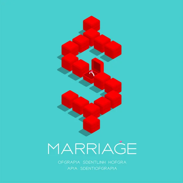 Moeda USD (Dolares dos Estados Unidos) sinal da caixa de anel de casamento padrão isométrico 3D, Cartaz de conceito de negócio de casamento e banner social post desenho quadrado ilustração em fundo verde, vetor — Vetor de Stock