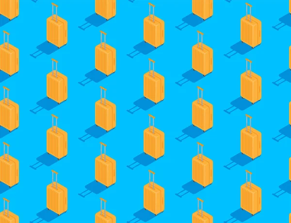 Luggage 3d ισομετρική αδιάλειπτη μοτίβο, Travel business concept poster και κοινωνικό πανό post design εικονογράφηση απομονωμένη σε μπλε φόντο με αντίγραφο χώρου, διάνυσμα eps 10 — Διανυσματικό Αρχείο