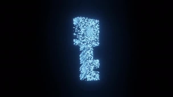 Ключовий Знак Символ Світяться Футуристичні Частинки Візерунок Кубічного Багатокутника Конфіденційність — стокове відео