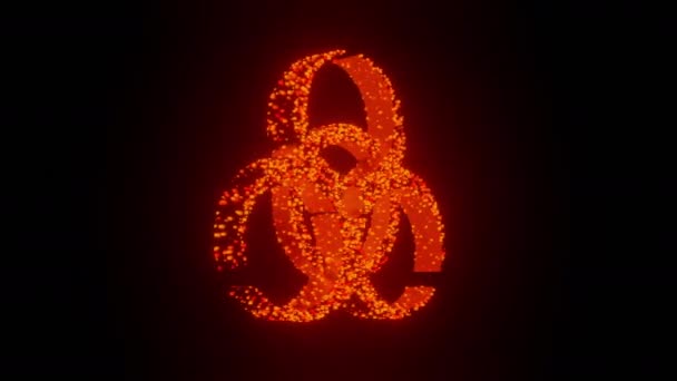 Biohazard Spin Sign Symbol Glow Futuristic Particle Rendering Cube Polygon — Αρχείο Βίντεο