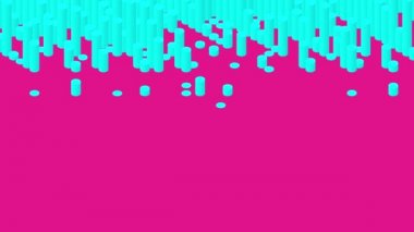 Silindir çubuğu 3D sanal izometrik karıştırma dalgası deseni, Pembe arkaplan animasyonu 4K üzerinde Blockchain teknolojisi konsept tasarım illüstrasyon mavi renk, kopyalama alanı ile 